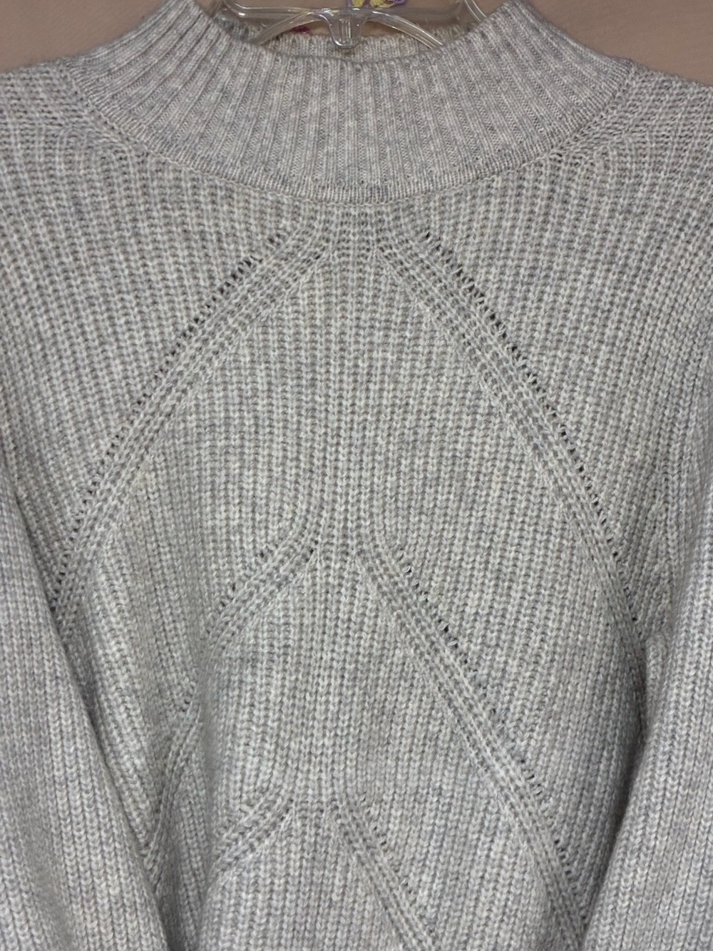 Express Gray Mock Neck Ribbed Sweater Zip Cuffs Size L